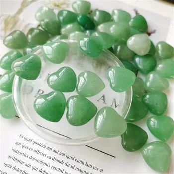 Atacado de 20mm de pedra preciosa escultura coração natural cristal de quartzo aventurina verde esculpida coração de pedra para decoração  4
