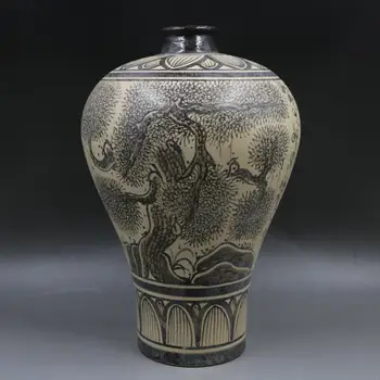 Antigo SongDynasty vaso de porcelana,JiZhou Forno de Pinheiros garrafa,Mão de pintura, artesanato,Decoração Coleção,frete Grátis  4