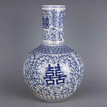 Estilo chinês Azul e a Branca da Porcelana Flor & Palavra Chinesa 