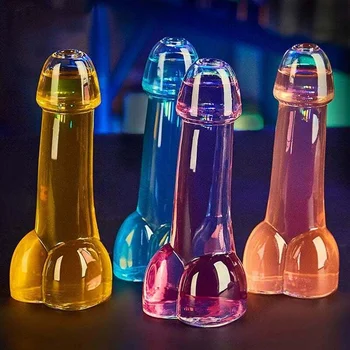 1PCS Divertido Design Criativo Pênis de Vidro Cocktail de Vinho de Vidro Noite de Festa Bar, KTV Noite Pénis Forma de Vidro  10
