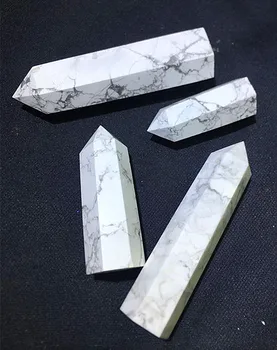 Branco Natural turquesa, cristal de quartzo cubo apontou a varinha amostra tablet energia reiki varinha de cura  5