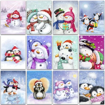 5D DIY Diamante Pintura Kit de presente de Natal boneco de neve Penguin Completo Quadrados&Redondos Diamante mosaico, bordado de ponto de Cruz, decoração de casa  10