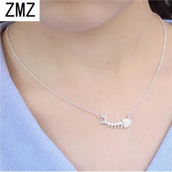 ZMZ 2019 Europa/EUA moda bonito fishbone pingente de geometria colar de presente para a mãe/namorada jóia do partido  10
