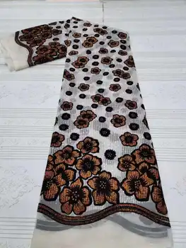 Lindo de paetês Africano, a Nigéria laço fabirc com impressão bordado de flores de tule francês líquida de renda Para os vestidos de Festa vestido de noite  10