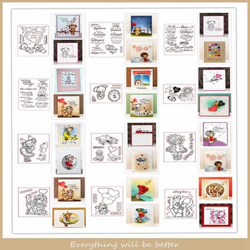 Claro Selos Exclusivos Wordart Só para Você e Pequeno Urso Abelha Coelho Animais do Cão para Diy Artesanato Cartões de Papel de Scrapbooking Tempate  10