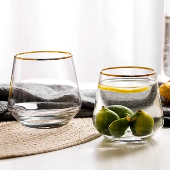 Vidro do uísque Família Transparente Copo de Vinho com Ouro Rim Vidro de Cristal de Vinho Estrangeiro Vidro de Leite Copo de Suco de Vidro Copo de Tequila  10