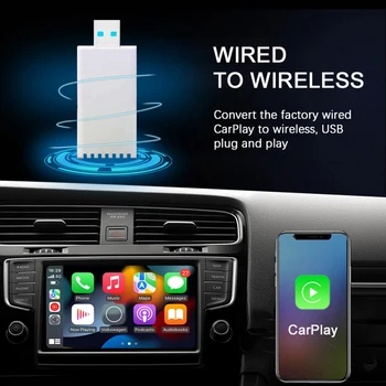 Android Caixa de Carpaly AI Caixa sem Fios carplay adaptador para som do carro com USB plug and play Car Multimedia Player Bluetooth Auto  10