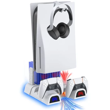 PS5 Ventilador de Refrigeração Suporte Vertical para o Rápido Carregamento Dock Station Para o Controlador sem Fio do Carregador Dual Para o Gamepad Com Fone de ouvido Titular  10