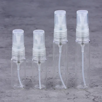 100 Pcs/Monte 5ml 10ml de Vidro Frasco de Spray Vazia Perfume Vaporizador Exemplo de Garrafas de Plástico, Bomba de RefillableTravel frascos  10