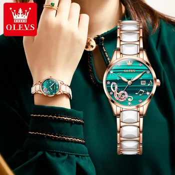 OLEVS Novo Luxo Strass Cerâmica Pulseira de Quartzo Relógios de Moda feminina Assistir a Mulher de Quartzo relógio de Pulso relógio Relógio Feminino  10