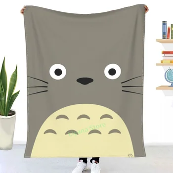 Impressão 3D Totoro Pelúcia Jogar Cobertor Sherpa de Lã Colcha Cobertor Vintage roupa de Cama Praça para Piquenique de Lã Macio Cobertor  10