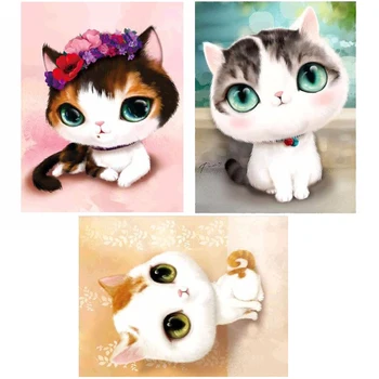 5D DIY Diamante Pintura Gato Ponto de Gato Bonito Conjuntos de Séries de Animal Costura Decorativa da Casa Cheia Quadrado Bordado de Diamante  10