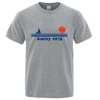 Amizade 1975 - Tubarão Retro Impressão Tshirt Homens Criatividade De Suor De Roupas De Moda Tee Roupas T-Shirts De Algodão Respirável T-Shirts Homem  10