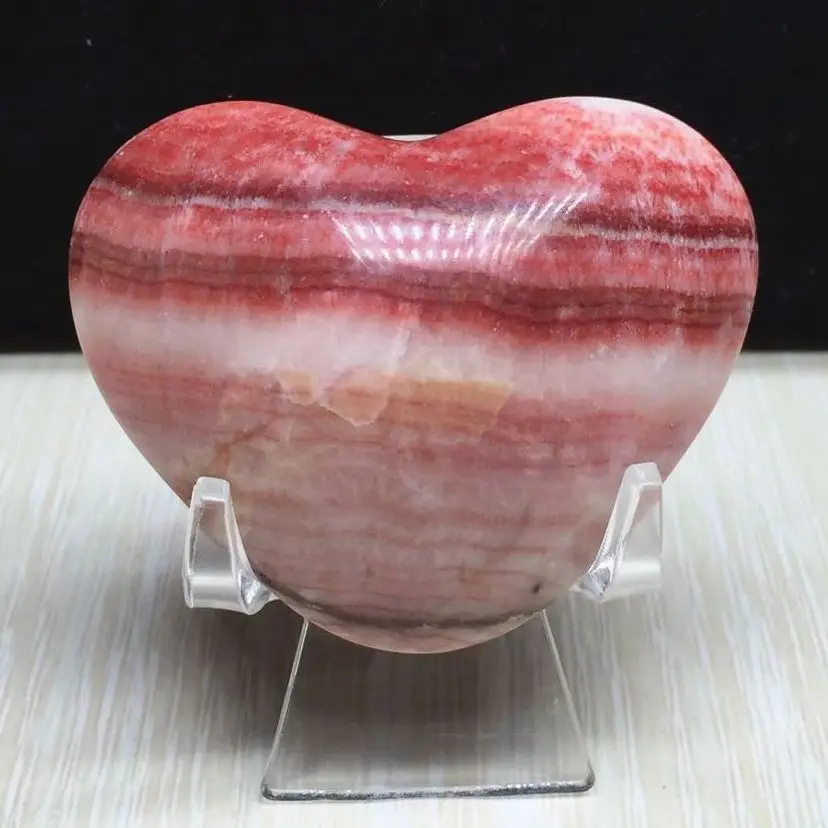 Natural Rhodonite Suiseki Pedra De Cristal Do Coração De Amor Ornamentos De Quartzo Rosa Jóias Para A Casa De Decoração De Sala De Coleta De Minerais
